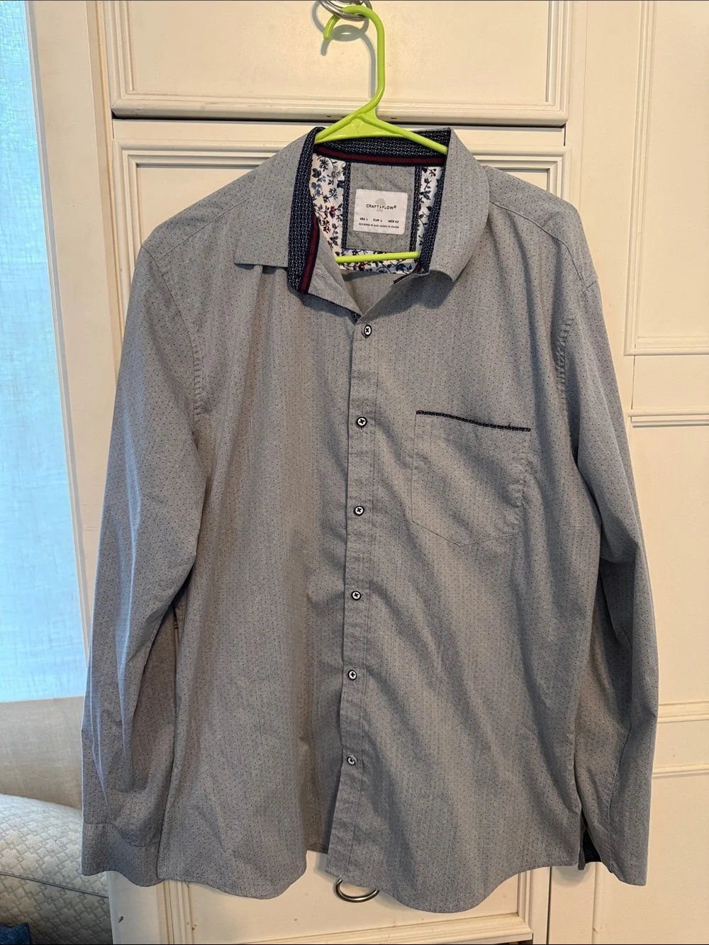 Men's Light Gray Long-Sleeve Button-Down Shirt Jacket